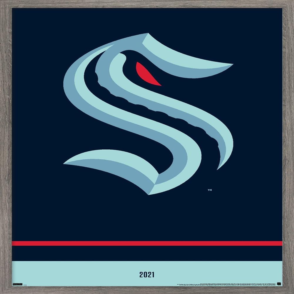 Trends International NHL Seattle Kraken - Logo 21 Wall Poster, 22.375" x 34", Barnwood Framed Version