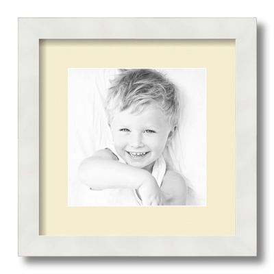 ArtToFrames 8x8 inch Satin White Frame Picture Frame with 2 Inch Single Oyster Mat, SingleMat-FRBW26074-8x8-791