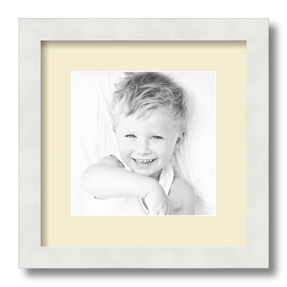 ArtToFrames 8x8 inch Satin White Frame Picture Frame with 2 Inch Single Oyster Mat, SingleMat-FRBW26074-8x8-791
