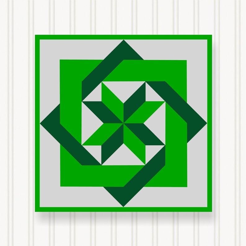 BARN Quilt Block Outdoor Square BQ003-10 | 6 Sizes | Outside Pattern | Wall Art | Yard Art | Barn Quilt Sign | Farm Quilt Design (46" x 46" 1 Sided)