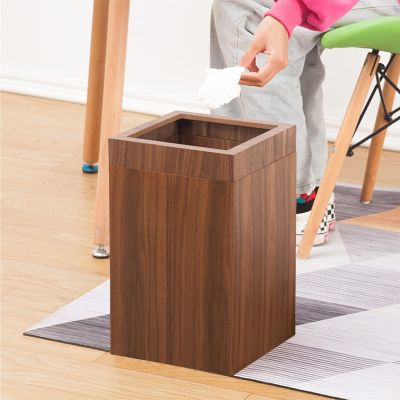 DRSFF 12 L Trash Can Bathroom Wooden Large Size Square Garbage Bin for Home Living Room Kitchens Bedroom, Uncovered Waste Paper Basket Creative Rubbish Bucket (Color : A)