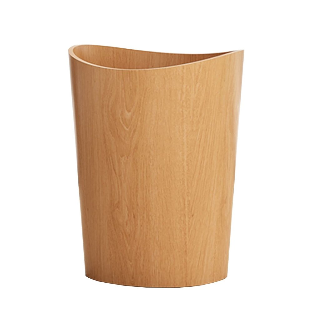 DRSFF Nordic Trash Bin Round Wooden Garbage Can Large Capacity Durable Rubbish Bins for Bathroom Kitchens Living Room Bedroom Office Uncovered Waste Paper Basket (Color : A)