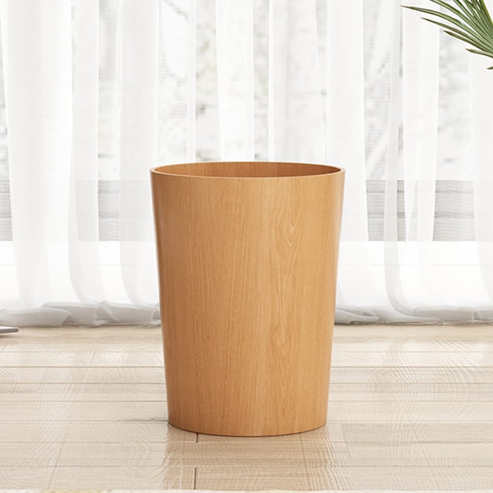 DRSFF Garbage Container Wooden Trash Can Home Creative Rubbish Storage Bucket Uncovered Wastebasket Cans Recycling Bin for Home Bedroom Kitchen Hotel Living Room (Color : B)
