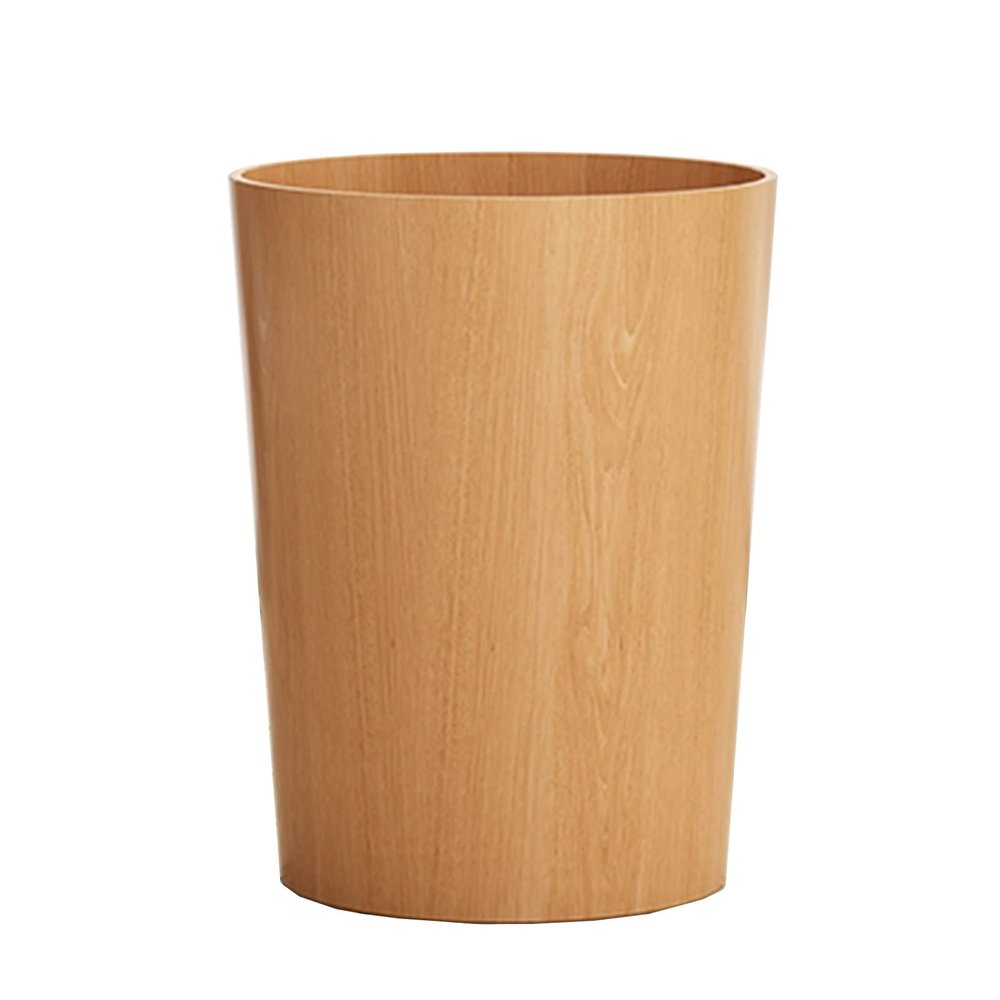 DRSFF Round Waste Paper Basket Bin - Rubbish Bin for Bedroom, Bathroom,Kitchens, Offices Or Home | Wooden Uncovered Large Capacity Garbage Can/Trash Container (Color : B)
