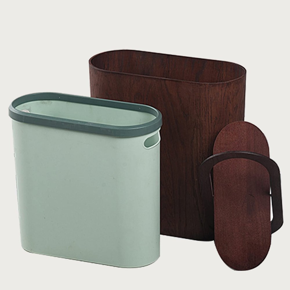 DRSFF Ultra-Narrow Kitchen Trash Can with Swing Top LidHome Wooden Gap Garbage Bin for Bathroom Bedroom Offices Durable Large Waste Paper Basket (Color : C)