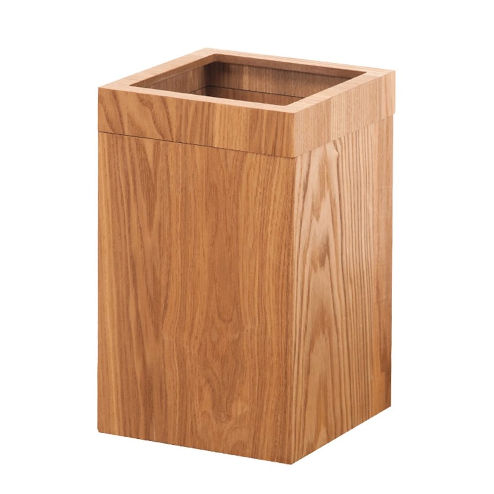 DRSFF Bathroom Garbage Can Office Wooden Waste Paper Basket Room Living Bedroom Rubbish Bucket Uncovered 12 L Three-Dimensional Square Trash Recycling Bins (Color : B)