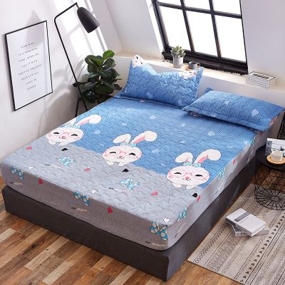 CFYCYHDZHT Comfortable Bed Sheet,Thick Quilted Non-Slip Solid Color Mattress Protector,Elderly Kids Bedroom Waterproof Urine Barrier Fitted Sheets,Rabbit,180cmx200cm