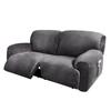 ULTICOR Extra Wide 75-100" 2 Seater Reclining Sofa Slipcover, Velvet Stretch 6-Piece, Soft Washable (Dark Grey) view 1