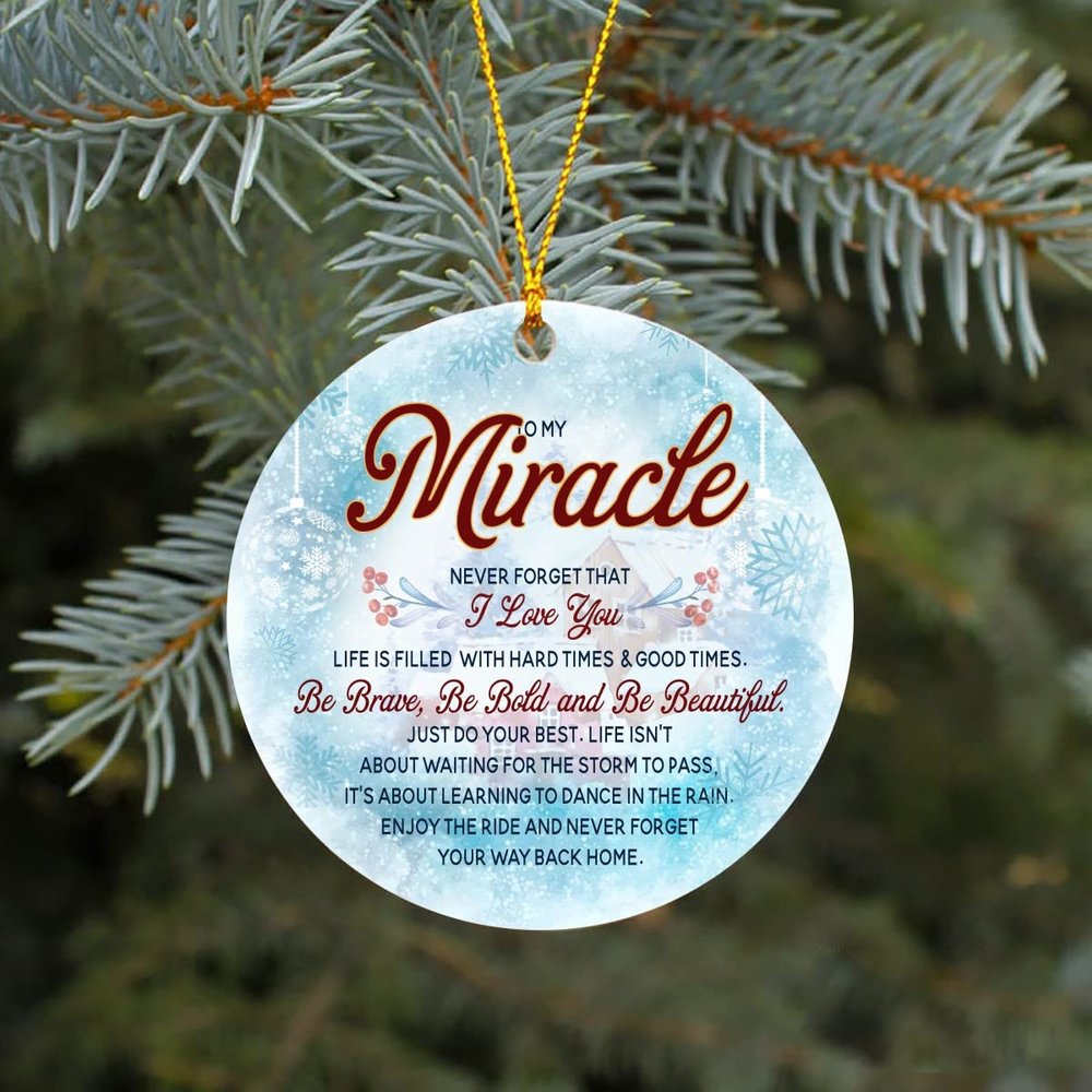 Christmas Ornament with Name On It to My Miracle Christma Ornaments Never Forget That I Love You Xmas Decoration Tree 2025 Noel Gift Family Keepsake 3"