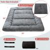 MAXYOYO Japanese Floor/Futon Mattress Thicken Sleeping Pad Roll Up Mattress Floor Lounger Bed Camping Mattress Guest Room Mattress Pad, Thick Soft and Comfortable, Black Leaf, Twin Size view 2