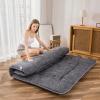 MAXYOYO Japanese Floor/Futon Mattress Thicken Sleeping Pad Roll Up Mattress Floor Lounger Bed Camping Mattress Guest Room Mattress Pad, Thick Soft and Comfortable, Black Leaf, Twin Size view 3