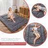 MAXYOYO Japanese Floor/Futon Mattress Thicken Sleeping Pad Roll Up Mattress Floor Lounger Bed Camping Mattress Guest Room Mattress Pad, Thick Soft and Comfortable, Black Leaf, Twin Size view 4