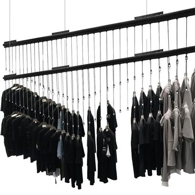 LXHONG Clothing Store Display Racks, Simple On The Wall Shelf Ceiling Adjustable Garment Rack for Boutiques Retail Store Dress Shop (Color : Black, Size : 2pcs-120cm-15holes)