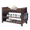 FURFIMU Bamboo Shoe Bench Entryway with Storage, Removable Cushion, 2-Tier Shoe Rack, 30.9" x 11.6" x 19.5" view 1