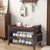 FURFIMU Bamboo Shoe Bench Entryway with Storage, Removable Cushion, 2-Tier Shoe Rack, 30.9" x 11.6" x 19.5" view 2