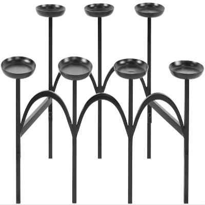 Black Candelabra Simple Wrought Iron Powder Coated Finish with Contemporary Tabletop, Home Decor Centerpiece, Scandinavian Design, 21.25" L X 12" W X 10" H