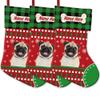 MALIHONG 3 Packs Personalized Christsmas Green Buffalo Plaid Red Stockings with Dog Pug for Festival Decor 14.4" view 1