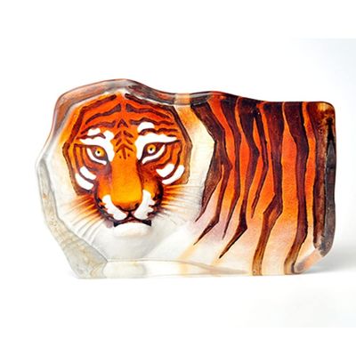 ACEVER Crystal Sculpture Etched Figurine, 3D Color Cast Crystal Engraved and Sandblasted Motif Home Desktop Decor Tiger