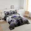 Highland Cow Flower Comforter Set Full,Bull Cattle Bedding Set Western Funny Animal Duvet Insert,Wildlife Farmhouse Cow Quilted Comforter with Purple Floral and Green Grassland Print Pillowcase view 2