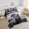 Highland Cow Flower Comforter Set Full,Bull Cattle Bedding Set Western Funny Animal Duvet Insert,Wildlife Farmhouse Cow Quilted Comforter with Purple Floral and Green Grassland Print Pillowcase view 3