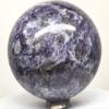 2.4" 340g Deep Purple Lepidolite w/Inclusions Sphere Polished Natural Flower Sugilite Lithia Mica Gemstone Crystal Mineral Ball - Madagascar + Stand view 2