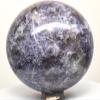 2.4" 340g Deep Purple Lepidolite w/Inclusions Sphere Polished Natural Flower Sugilite Lithia Mica Gemstone Crystal Mineral Ball - Madagascar + Stand view 3