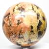 2.9" 540g Golden Orange Peach Moonstone w/Smoky Quartz Sphere Polished Natural Sparkling Graphic Feldspar Gemstone Crystal Mineral Ball - Madagascar + Stand view 3
