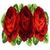ABREEZE Red Rose Shaped Rug Washable Bath Runner Shaggy Rug Plush Floral Mats Non-Slip Modern Carpet Washable Floor Mats for Bedroom/Sofa/Bathroom (3 Roses Runner, Red) view 2