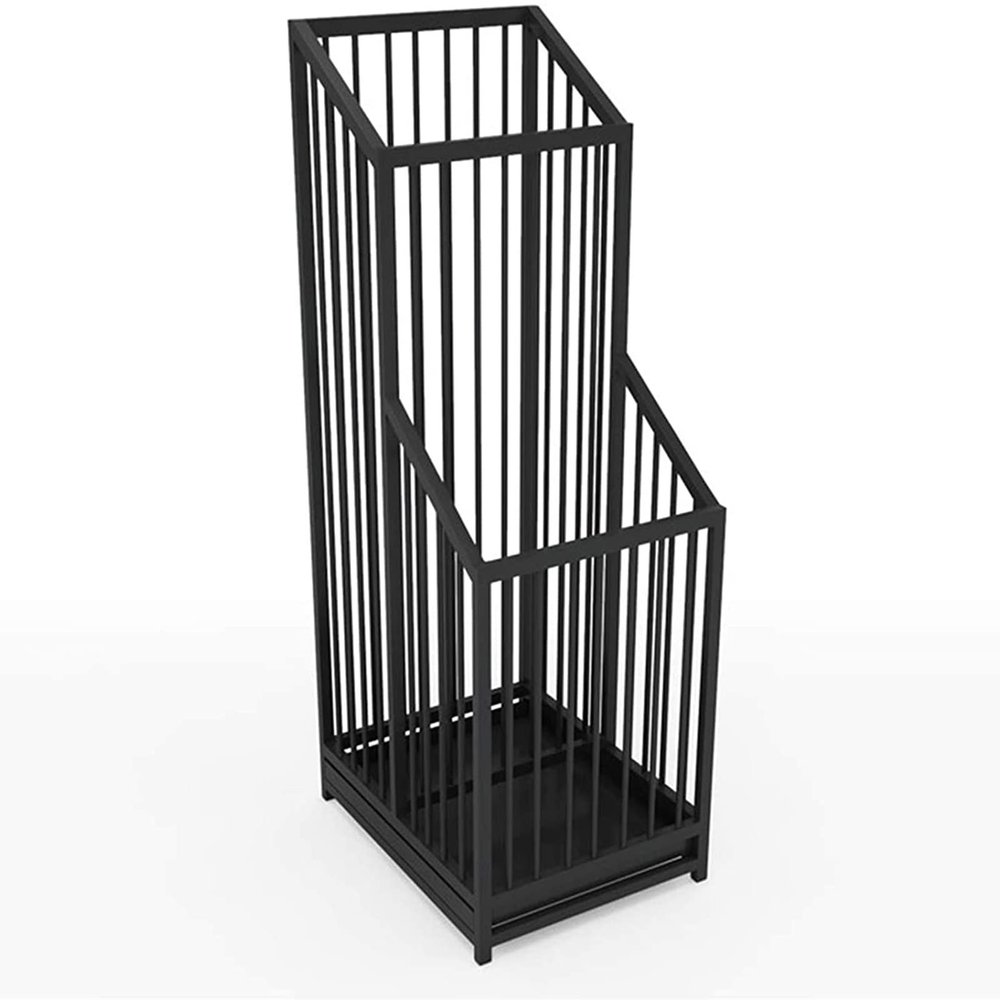 Umbrella Rack, Metal Umbrella Holder Square Free Standing Umbrella Holder with Drip Tray Indoor Space Saving for Home, Office, Entryway (Color : Black)