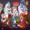Christmas Cards: Holiday Characters meet Dogs Playing Poker Cartoon Matted, Framed and Signed view 2
