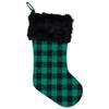 20" Green and Black Plaid Christmas Stocking view 1