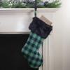 20" Green and Black Plaid Christmas Stocking view 2