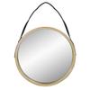 21" Beige Round Modern Mirror with Woodgrain Finish view 1