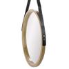 21" Beige Round Modern Mirror with Woodgrain Finish view 3