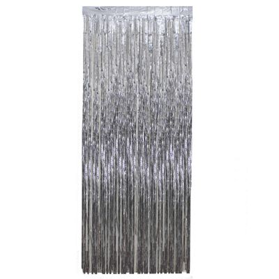 Northlight Tinsel Christmas Window or Door Curtain, 3' x 8', Silver