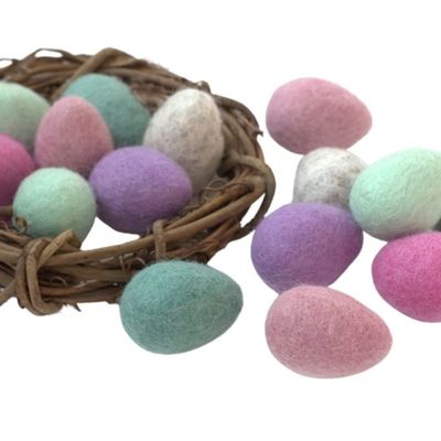 Matthew + Mae Felt Easter Eggs, Small or Large Size, Set of 6 or 12, 100% Wool, Bowl Filler, Tiered Tray Figurine, Basket Stuffer (Pink/Lavender/Teal)
