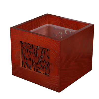 DRSFF Brownish Red Wooden Trash Can 4 Liter Mini Wastebaskets Square Small Garbage Bins for Household Room Hotel Office Desktop Uncovered Storage/Dustbin Bucket151513cm