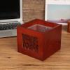 DRSFF Antique Wooden Mini Desktop Trash Can Chinese Style Wood Storage Bucket Waste Paper Bins for Living Room Bedroom Coffee Table Enbox Brownish Red 4 Liter view 1
