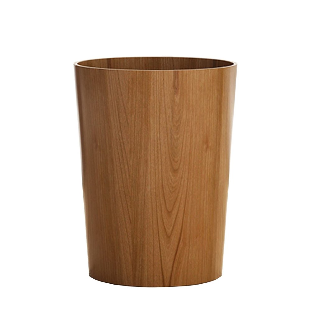 DRSFF Round Trash Can Wooden Garbage Bin Home Creative Rubbish Container Uncovered Wastebasket - for Bathroom Kitchens Living Room Bedroom Office Hotel (Color : B)