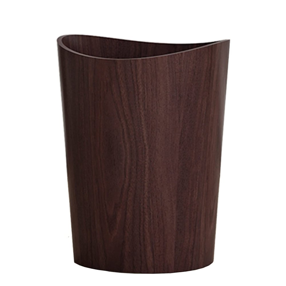 DRSFF Nordic Round Dark Brown Trash Can Wooden Uncovered Wastebasket Office Waste Paper Basket Home Hotel Storage Bucket Rubbish Bin,for Bathroom Kitchens Bedroom (Color : A)