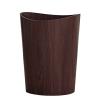 DRSFF Nordic Round Dark Brown Trash Can Wooden Uncovered Wastebasket Office Waste Paper Basket Home Hotel Storage Bucket Rubbish Bin,for Bathroom Kitchens Bedroom (Color : A) view 1