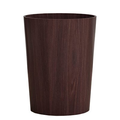 DRSFF Round Wooden Garbage Bin Dark Brown Uncovered Trash Can | Bathroom Wastebasket Kitchen Durable Rubbish Container Office Waste Paper Basket Hotel Storage Bucket (Color : B)