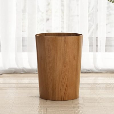DRSFF Wooden Rubbish Waste Paper Bin Round Trash Can Uncovered Garbage Basket Walnut Wood Storage Wastebasket for Bathrooms, Kitchens, Home Offices, Dorm Rooms,Bedroom (Color : B)