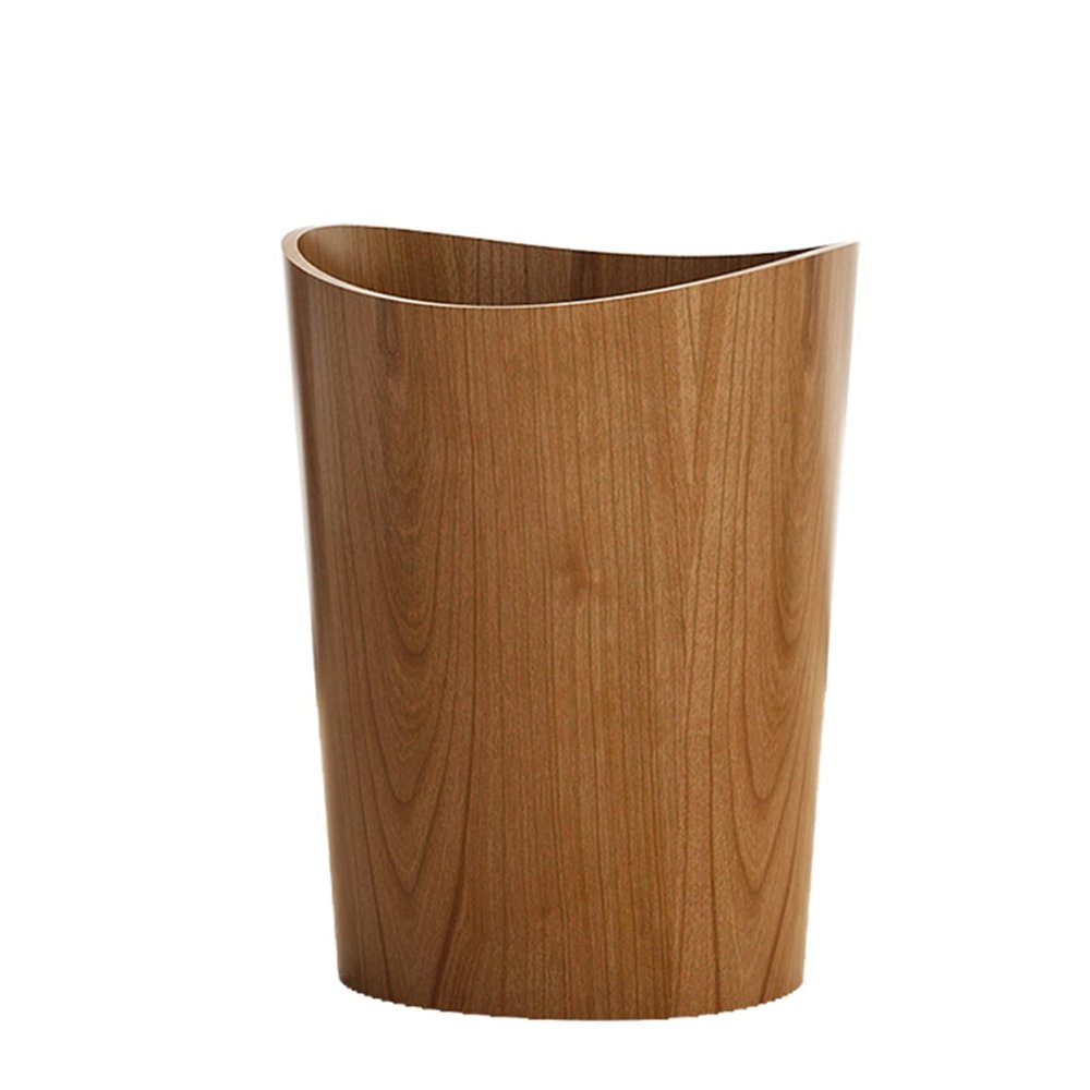 DRSFF Wooden Garbage Bin Home Creative Round Trash Can Uncovered Wastebasket Rubbish Container for Bathroom Kitchens Bedroom Office Hotel Waste Paper Basket (Color : A)