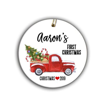 Dated Christmas Red Truck Personalized Ornament