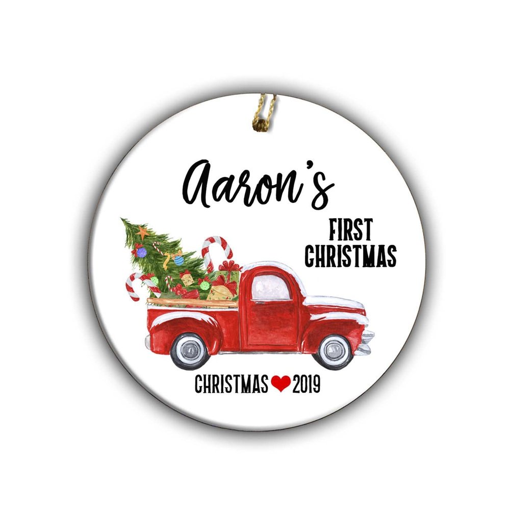 Dated Christmas Red Truck Personalized Ornament