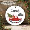 Dated Christmas Red Truck Personalized Ornament view 2