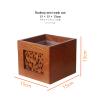 DRSFF Antique Brownish Yellow Garbage Can Chinese Style Desktop Trash Bin Wooden Square Small Storage Bucket for Living Room Bedroom Coffee Tablewith Plastic Inner Barrel view 2
