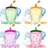 4 Pieces Cute Ice Cream Water Bottles with Strap Kawaii Camera Shaped Drinking Purse Ice Bar Transparent Jug Cup for Camping Sports Shopping Kids(Chic Style) view 1