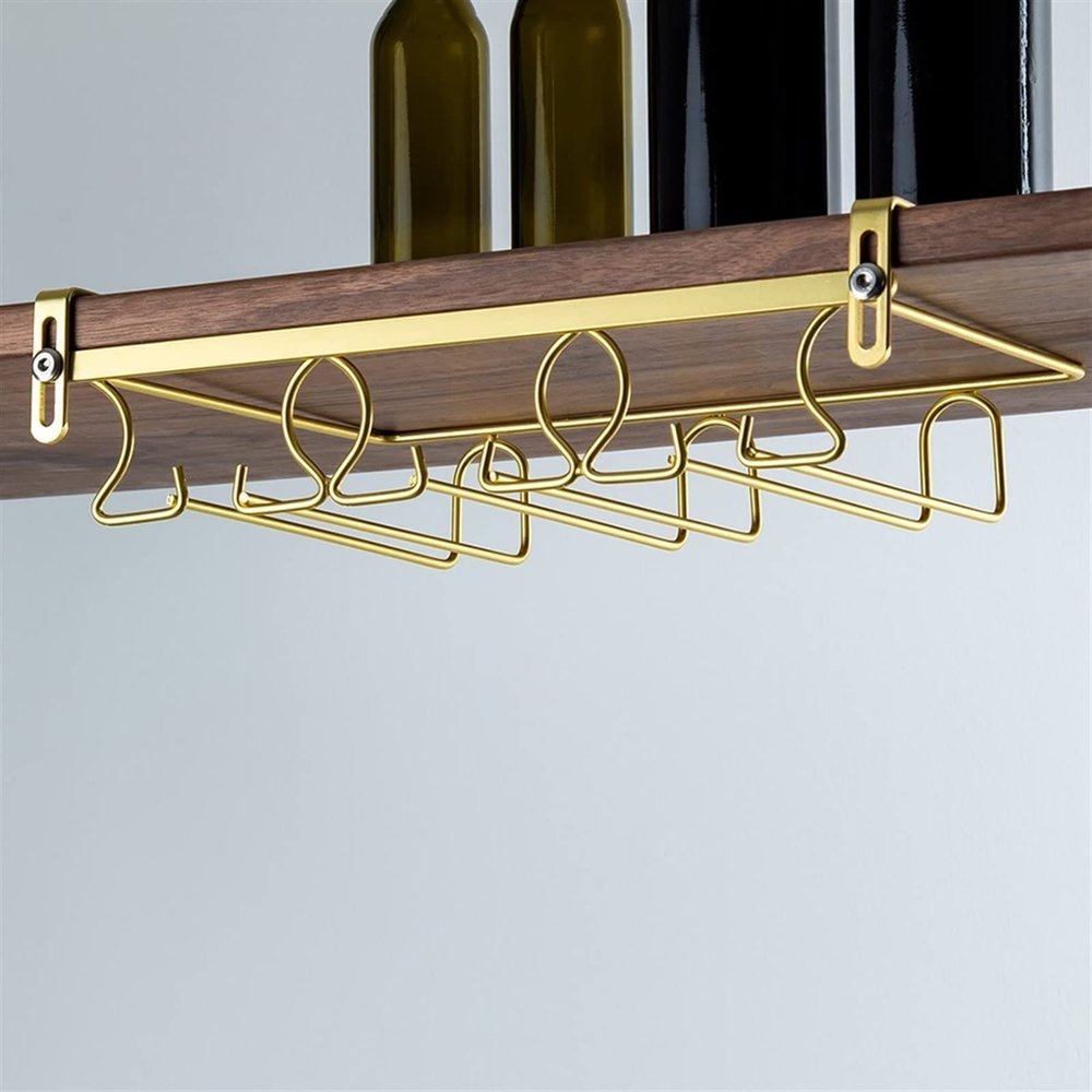 Adjustable Wine Glass Rack,Storage Stemware Holder Under Shelf,Metal Wine Glass Holder,Wine Glass Rack Under Cabinet,Stainless Steel Wine Glass Storage for Bar Kitchen ( Size : 34*21.5cm(13.4*8.5in) )